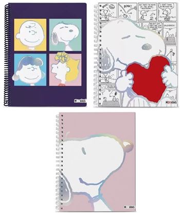 Foto de Cuaderno espiralado A4 tapa dura 96 hojas rayadas Mooving Snoopy