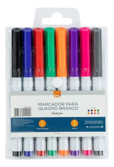 Foto de Marcadores para pizarra finos BRW 1mm x8