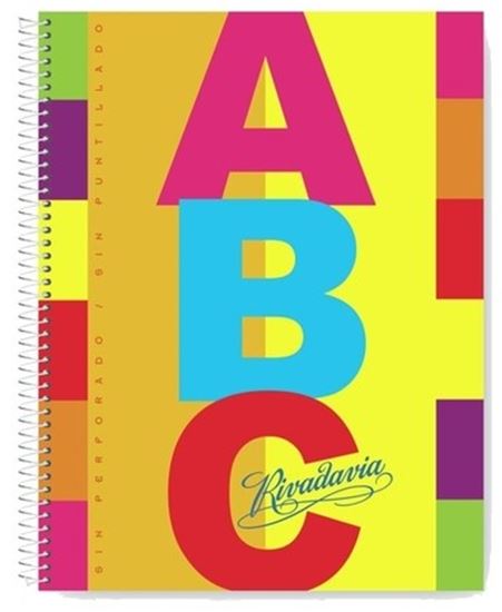 Foto de Cuaderno espiralado 21x17 tapa dura 60 hojas rayadas Rivadavia ABC