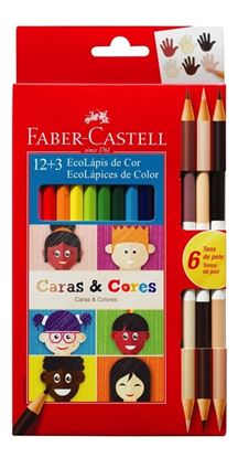 Foto de Lápices color Faber largos x12 + 6 tonos piel